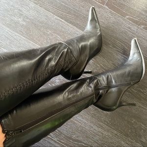 COPY - Italian leather Black Tall Stiletto Boots 37
